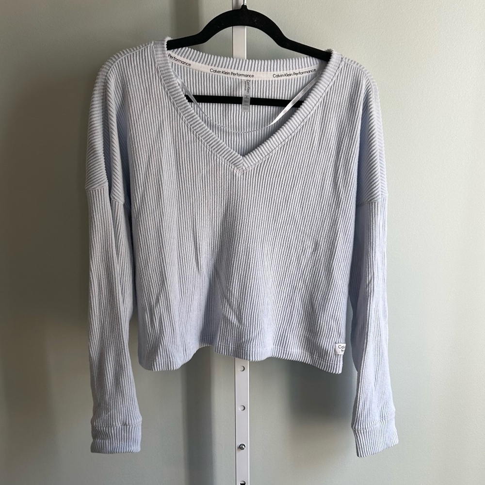 Calvin Klein Performance Baby Blue Velour Crop Top